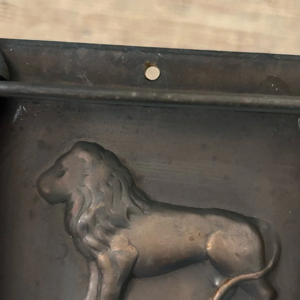 Vintage Copper English Candy Mold  With Lions. Kitchen Collectible.